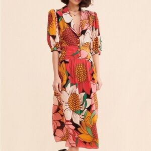 FARM Rio Sunflower Midi Dress Size Medium